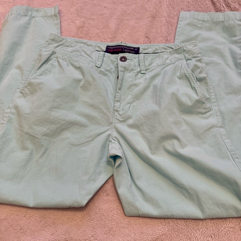 American Eagle Aqua Blue Pants Straight Leg Casual Men’s 34x31.5